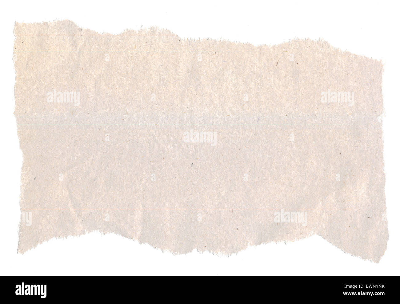 Morceau de papier journal déchiré irrégulièrement isolated on white Banque D'Images