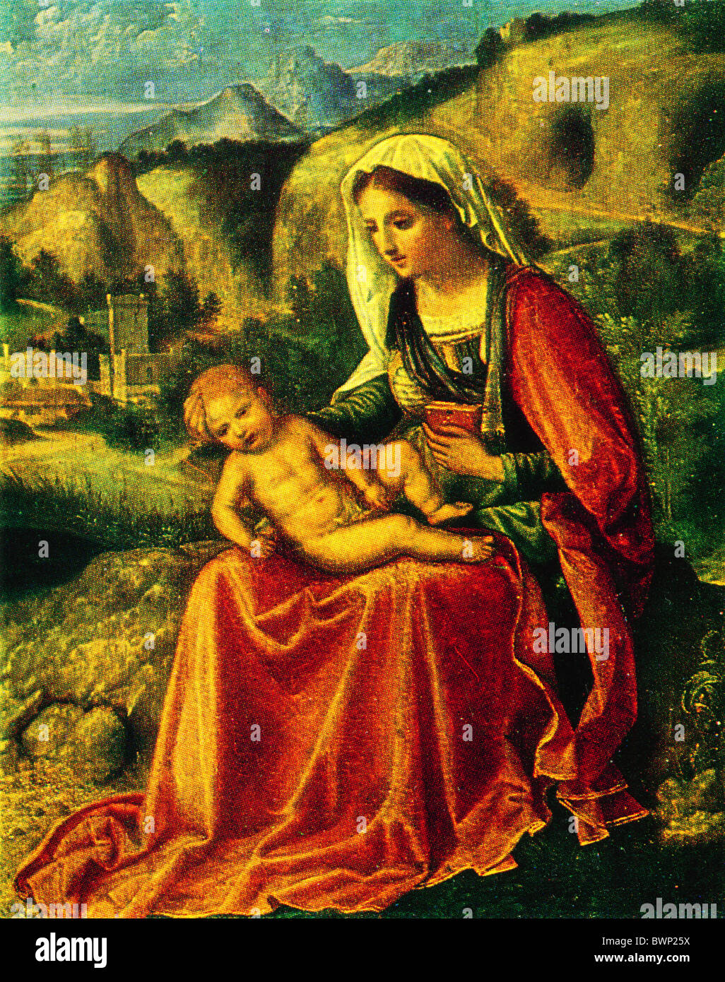 Giorgione (1478 ? - 1510) La Vierge et l'enfant dans un paysage Banque D'Images