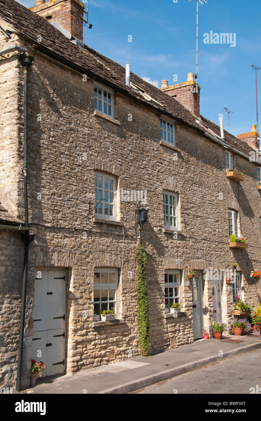 Cottages en pierre de Cotswold, Northleach, Gloucestershire, Royaume-Uni Banque D'Images