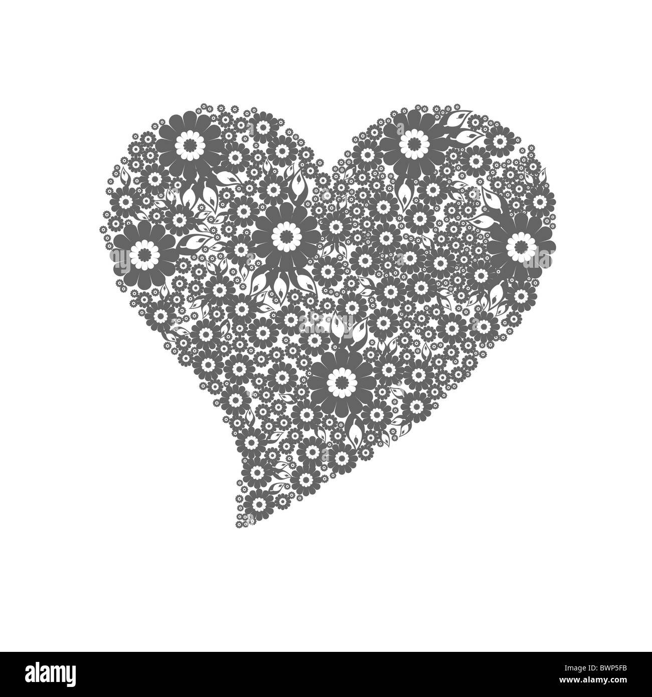 Coeur vert de diverses formes de fleurs taille Banque D'Images