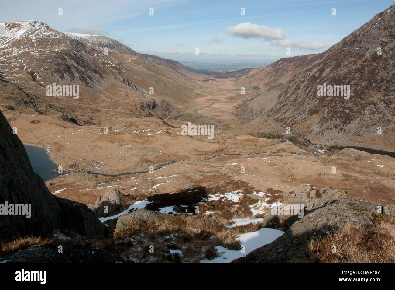 Le Nant Ffrancon valley et du nord de Snowdonia, Glyderau Banque D'Images