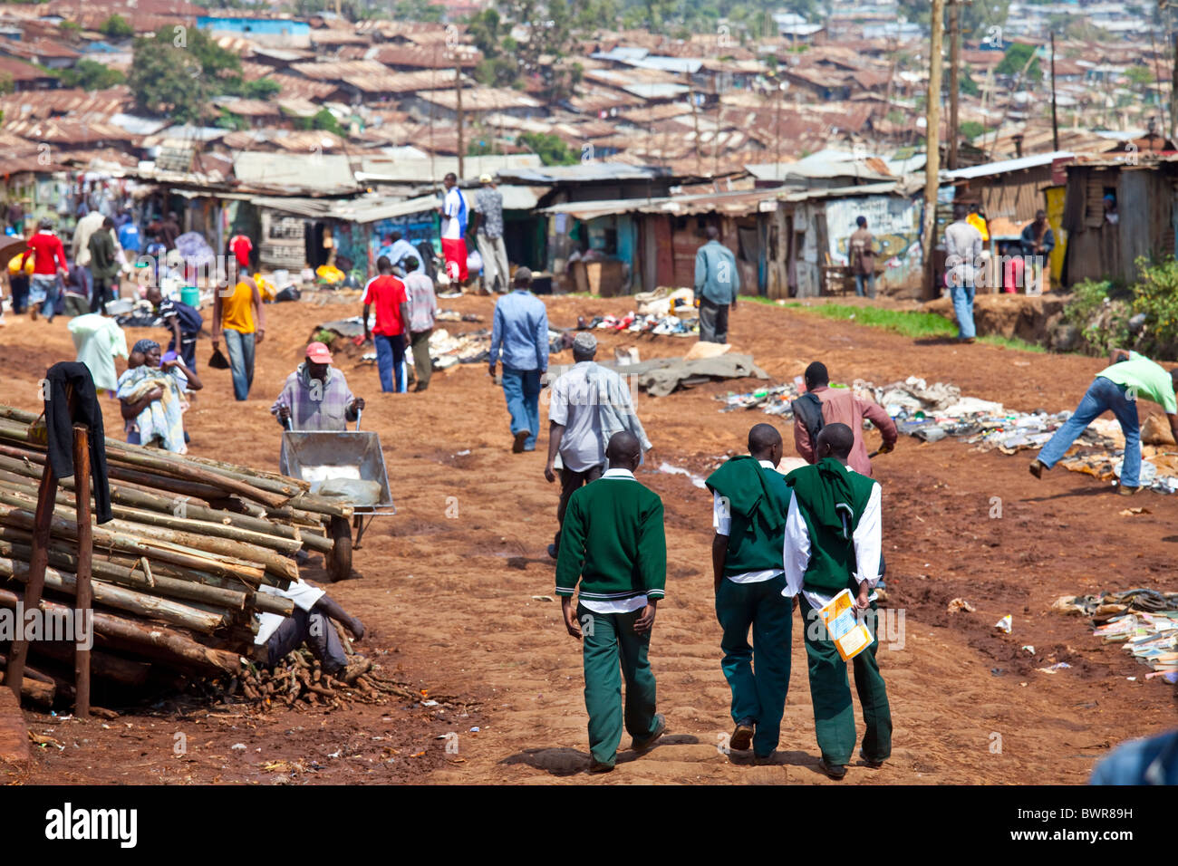 Les bidonvilles de Kibera, Nairobi, Kenya Banque D'Images
