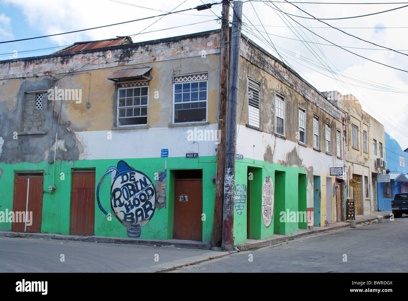 Robin des Bois De Bar, à l'angle de Reed et Suttle rues,Bridgetown, Barbade Banque D'Images