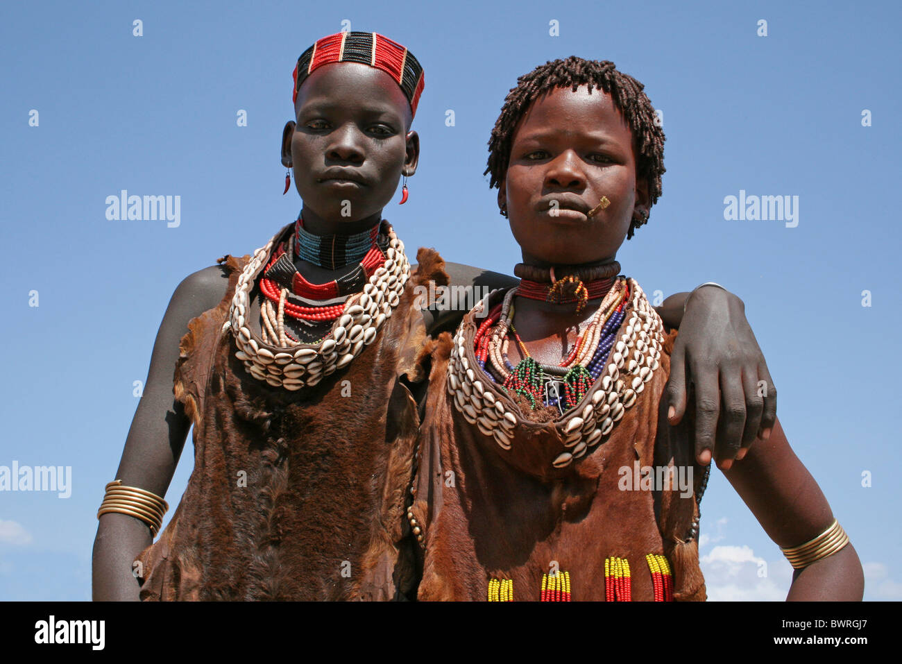 Tribu Hamer Girl, Turmi, vallée de l'Omo, Ethiopie Banque D'Images
