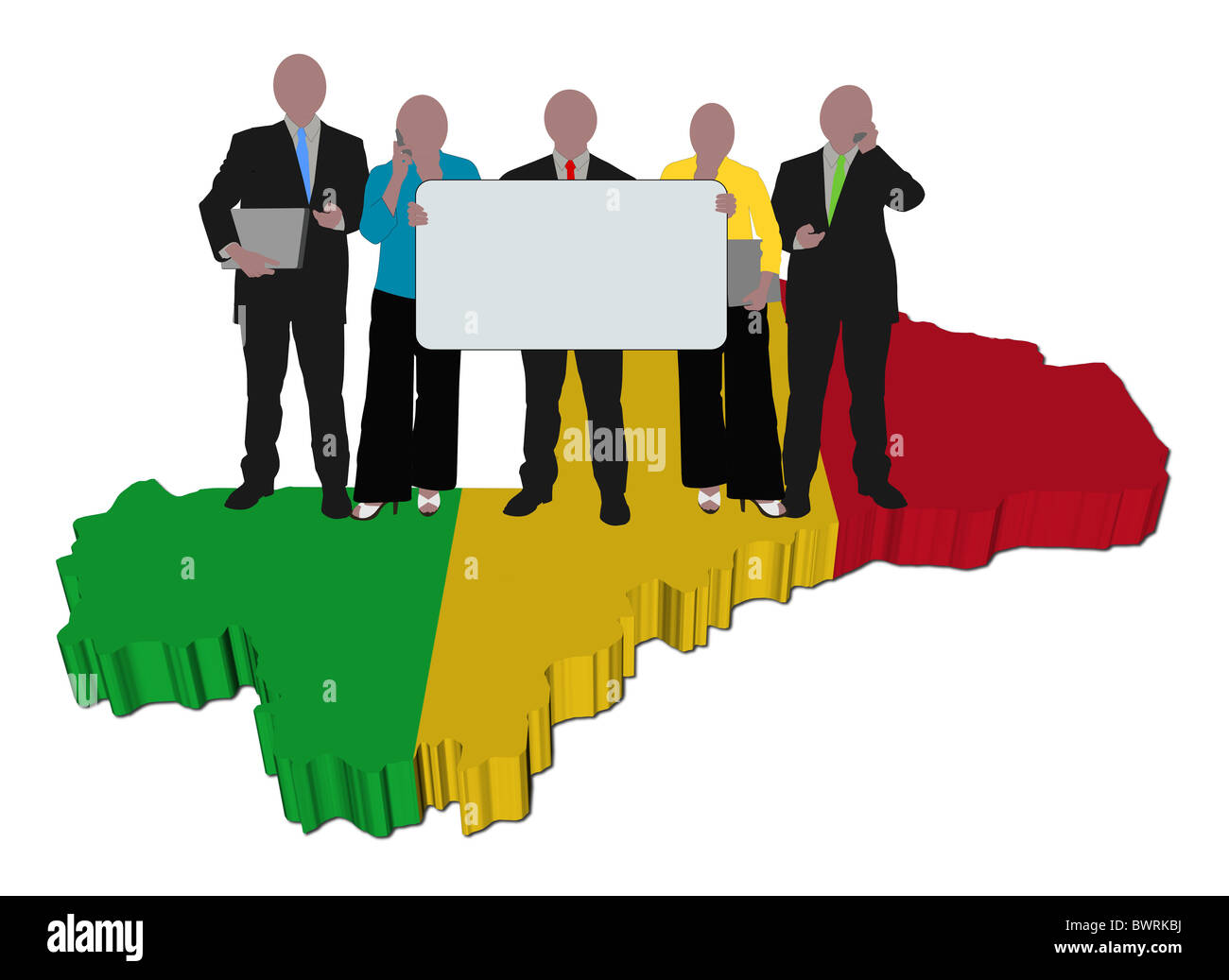 L'équipe d'affaires avec signe sur Mali carte drapeau illustration Banque D'Images