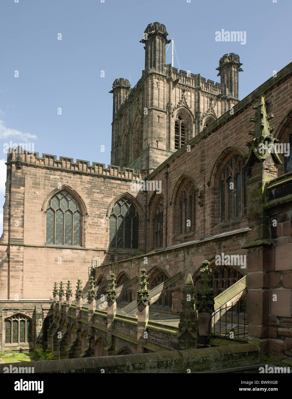 Des arcs-boutants de la cathédrale de Chester Banque D'Images