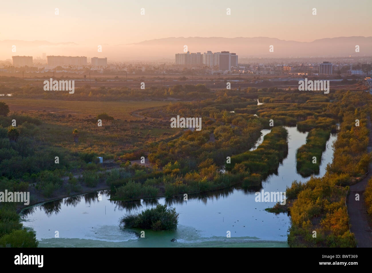 Ballona Wetlands et Playa Vista Développement, Playa Del Rey, Los Angeles, Californie, USA Banque D'Images