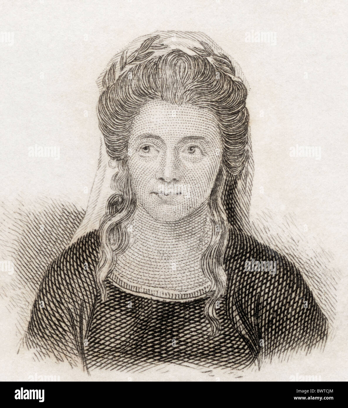 Anna Seward, 1747 à 1809. Le poète romantique anglais, souvent appelée le cygne de Lichfield. Banque D'Images