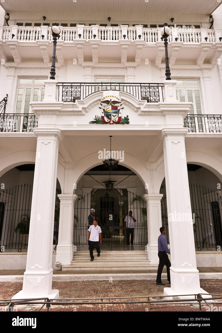 La ville de Panama, Panama - Palais présidentiel, le Palacio de las Garzas, Casco Viejo, centre-ville historique. Banque D'Images