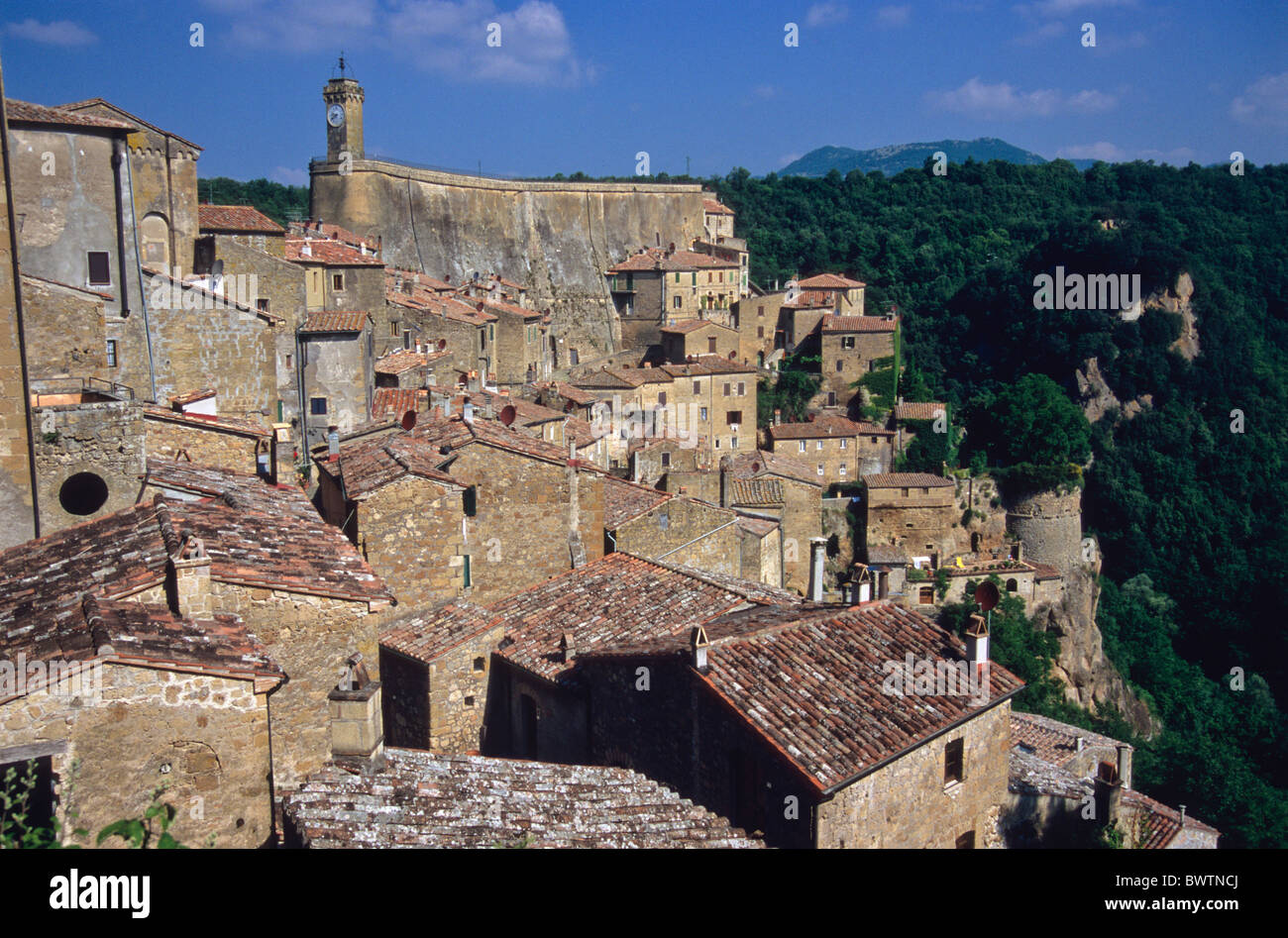 Europe Italie Toscane Toscana Sorano Europe Architecture Maison Maisons extérieur ville médiévale de Maremme Pis Banque D'Images