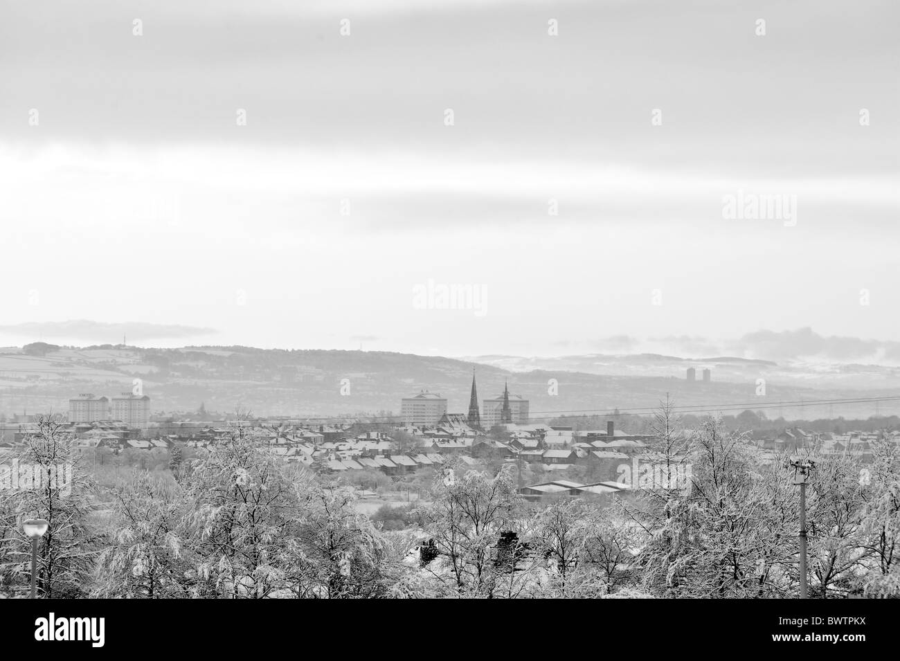 Paysage d'hiver à Airdrie et Coatbridge au cours d'une des pires tempêtes de frapper depuis des décennies. Banque D'Images