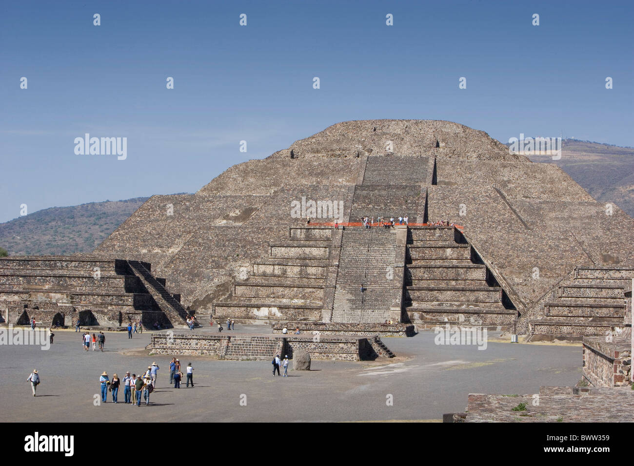 Mexique Amérique Centrale Amérique latine ruines Teotihuacan site du patrimoine mondial de l'Amérique du Sud de la pyramide de la Lune Februa Banque D'Images
