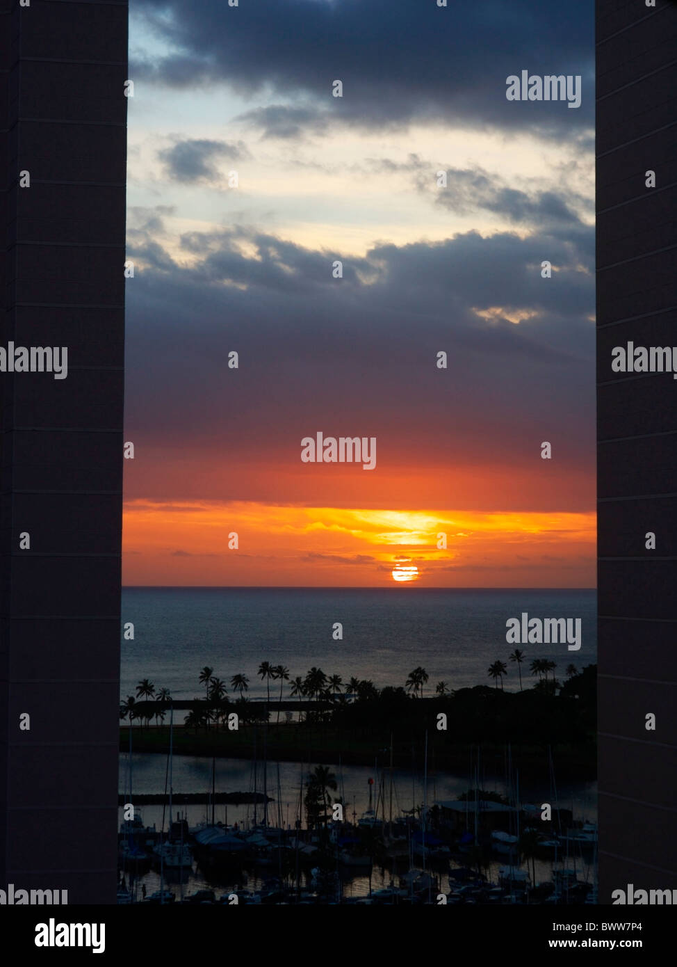 Waikiki Yacht Harbor Banque D'Images