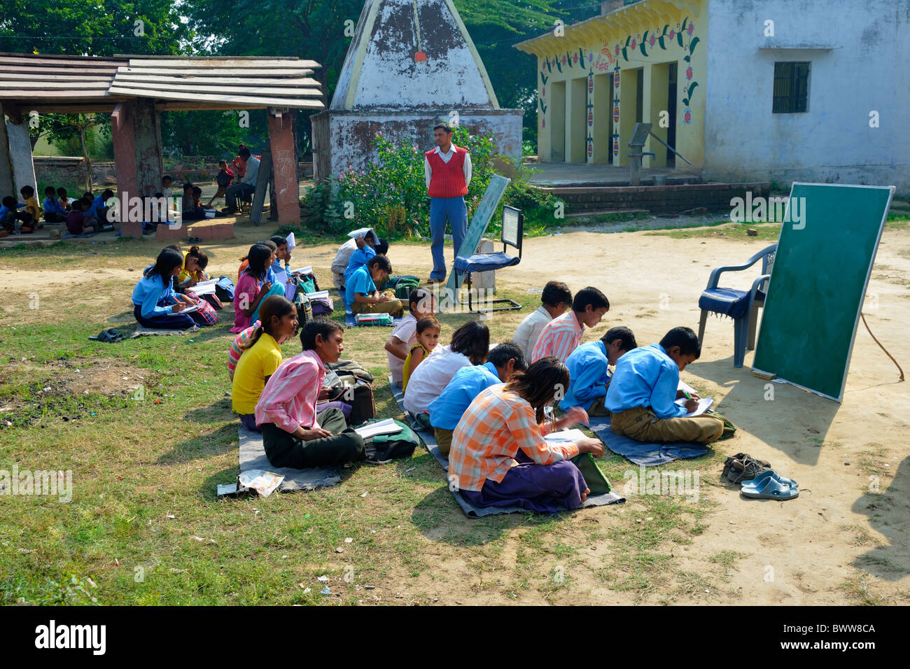 École du Village, Rajasthan, Inde. Banque D'Images