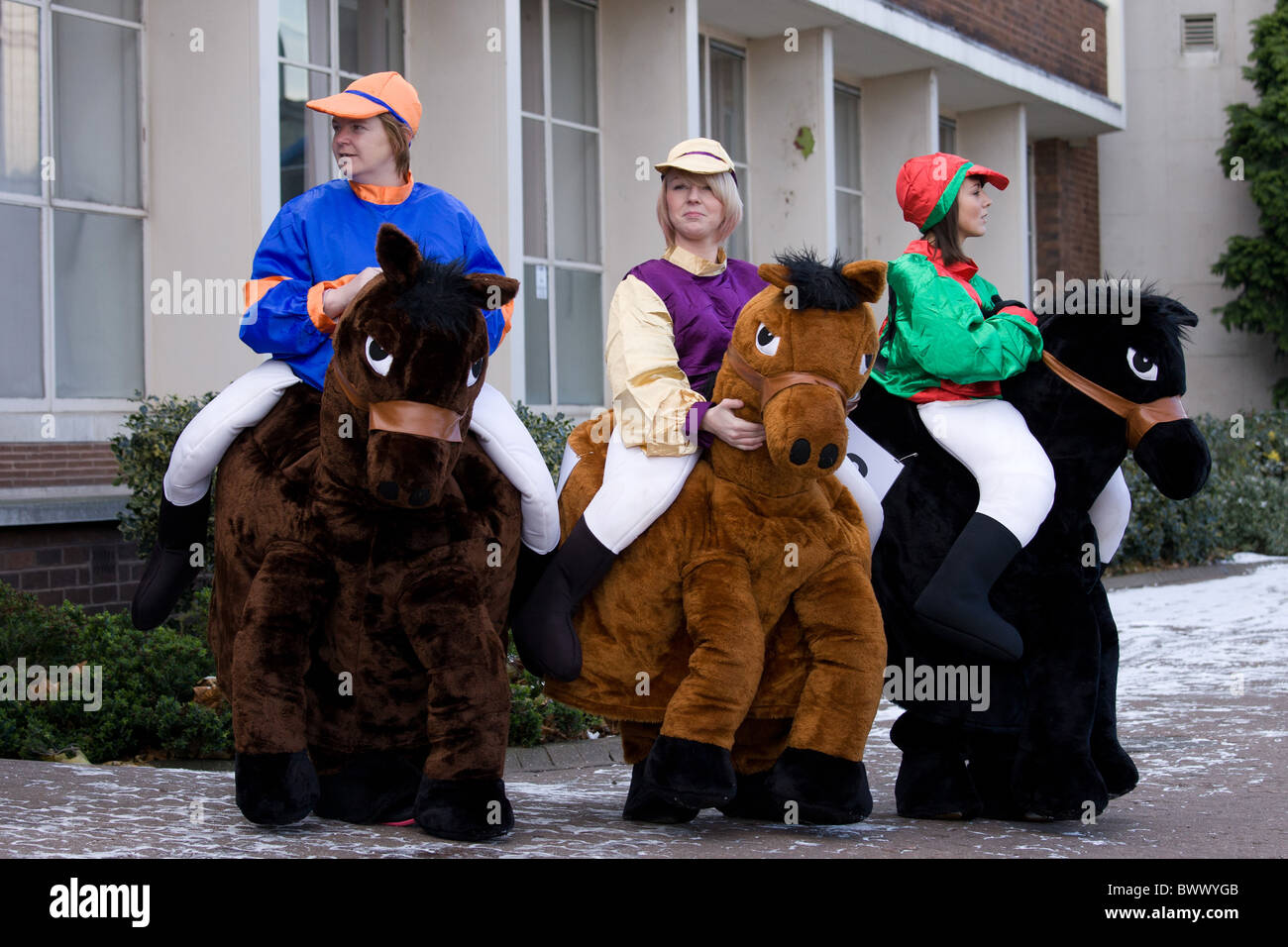 Pantomime course de chevaux pour la charité qui a lieu sur Broad Street Birmingham Banque D'Images