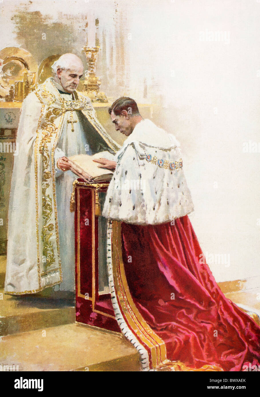 Le roi George VI prête le serment lors de son sacre, le 12 mai 1937. Banque D'Images