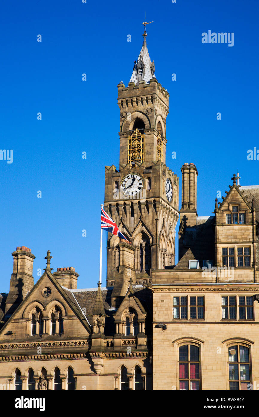 Tour de l'horloge de l'Hôtel de ville de Bradford West Yorkshire Angleterre Banque D'Images