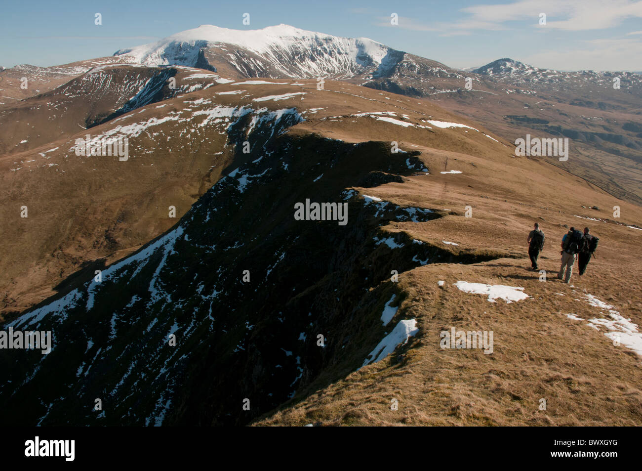 Le massif du Snowdon au printemps de Moel Eilio Banque D'Images