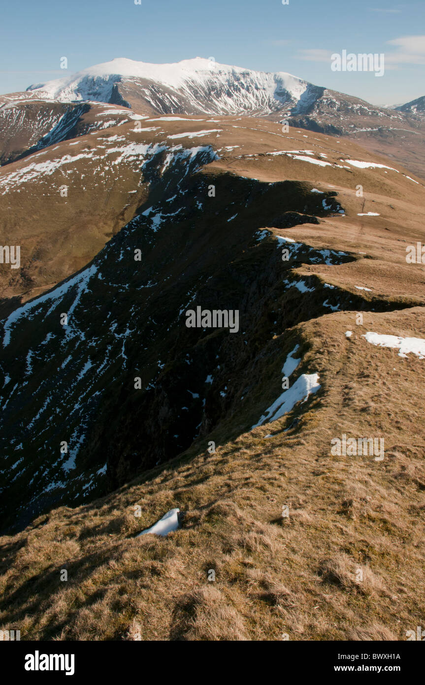 Le massif du Snowdon au printemps de Moel Eilio Banque D'Images