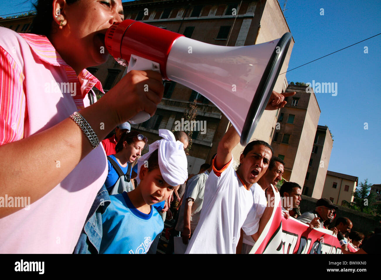 Manifestations contre le contrôle de l'immigration en Italie et en Europe Banque D'Images