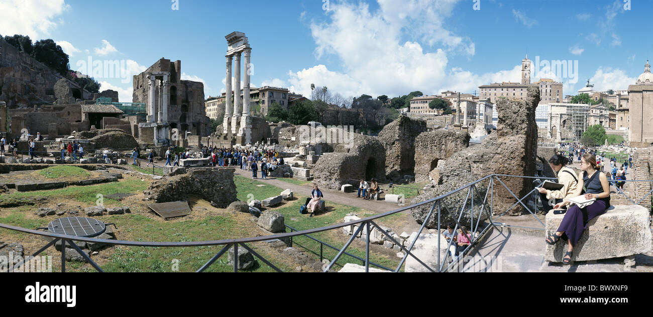 Voir l'antiquité antiquité format horizontal Forum Romanum panorama touristique Rome Italie Europe Banque D'Images