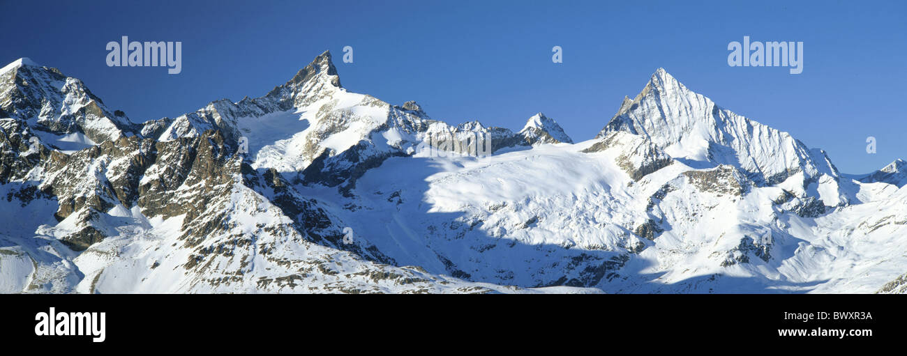 Montagne Alpes alpine Obergabelhorn panorama paysage Suisse Europe Valais Weisshorn Zermatt Zinalro Banque D'Images