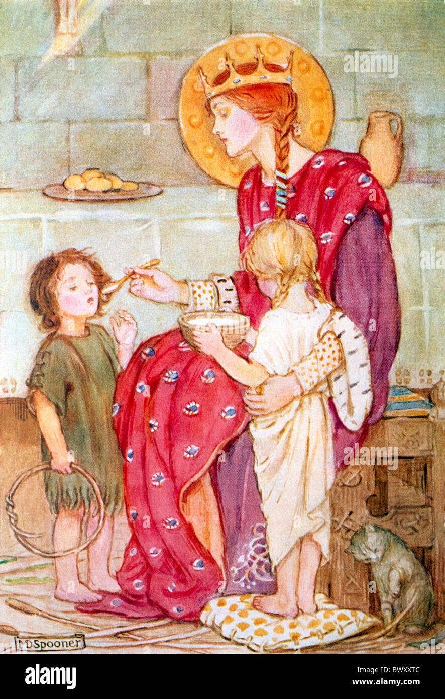 Saint Margaret d'Écosse nourrissant les orphelins - Margaret de Wessex (1045-1093) était la fille de la princesse Agatha de Hongrie et Prince Edward l'Exhi Banque D'Images