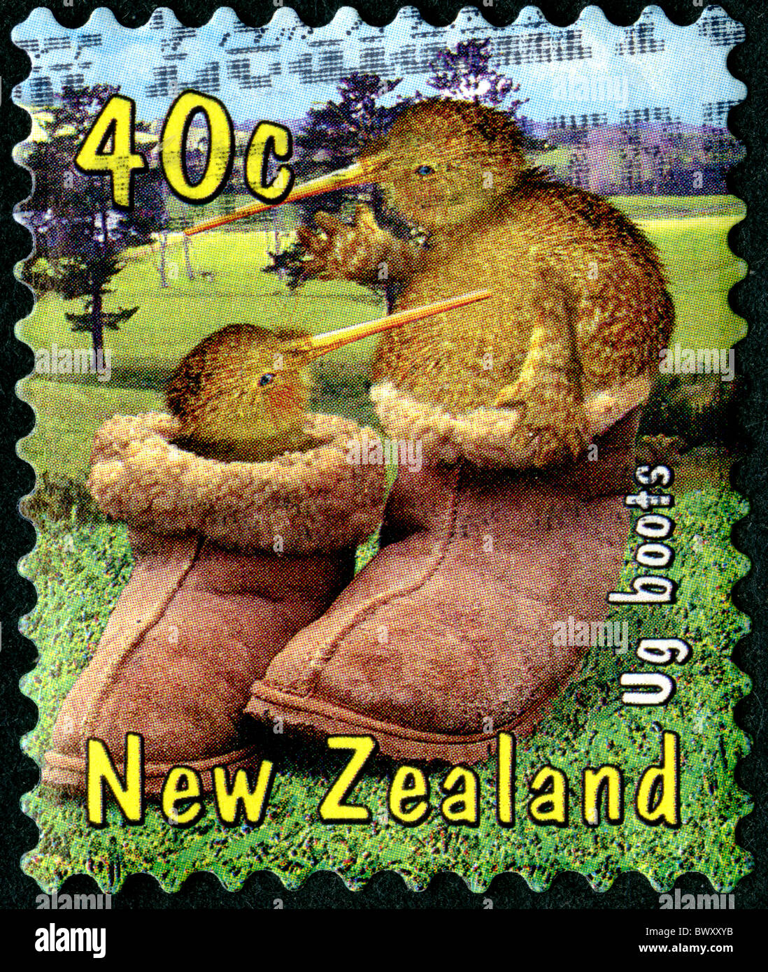Timbre vintage de Nouvelle-Zélande Banque D'Images