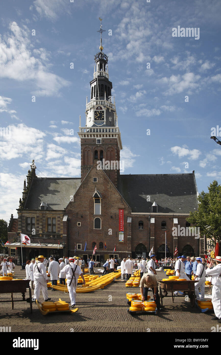 Marché aux fromages d'Alkmaar Pays-Bas Banque D'Images