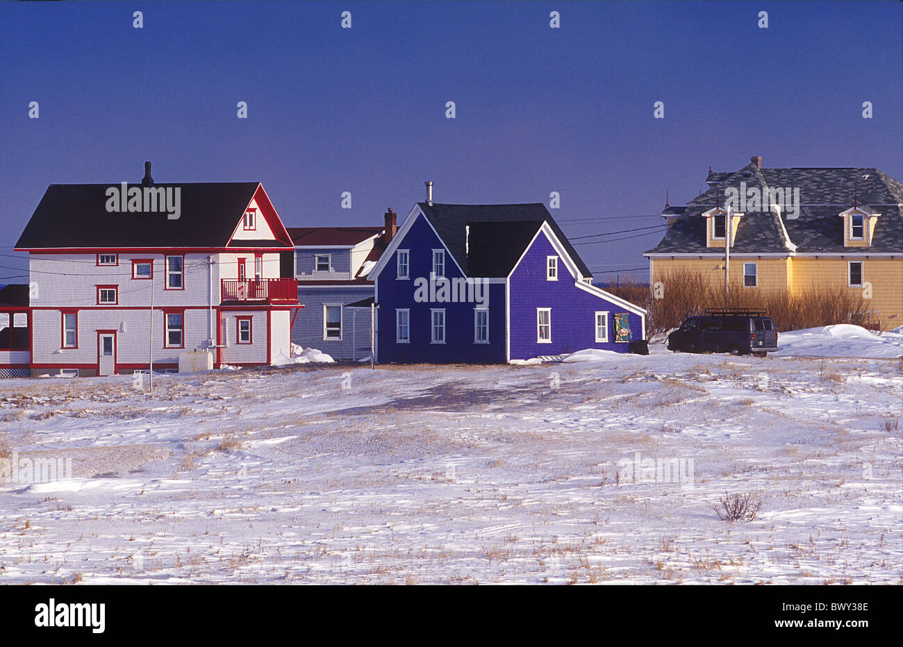 Amérique du Nord Canada Madeleine maisons maisons de province de Québec hiver village règlement W Banque D'Images