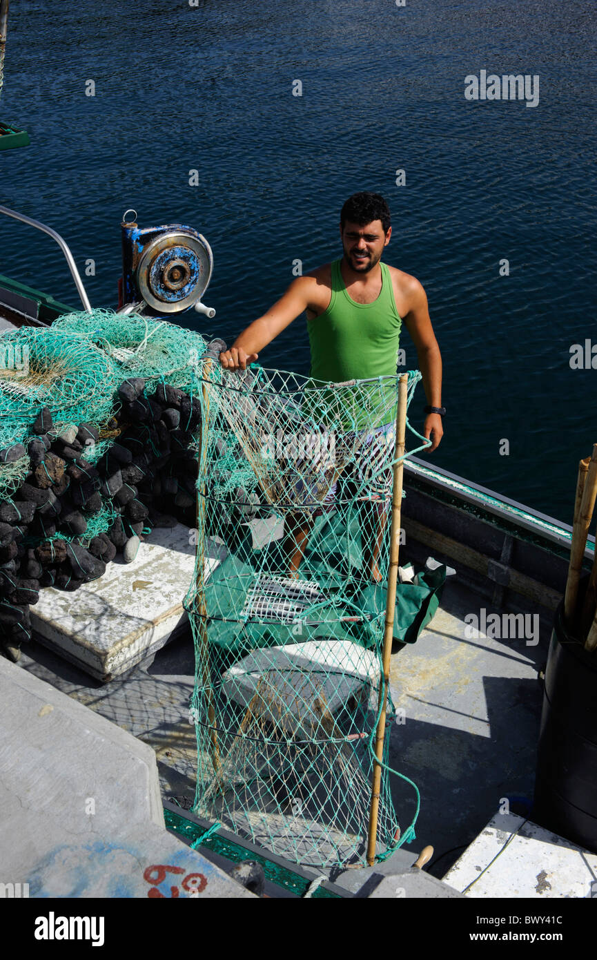 Pêcheurs de Sao Mateus de Calheta, île de Terceira, Açores Banque D'Images