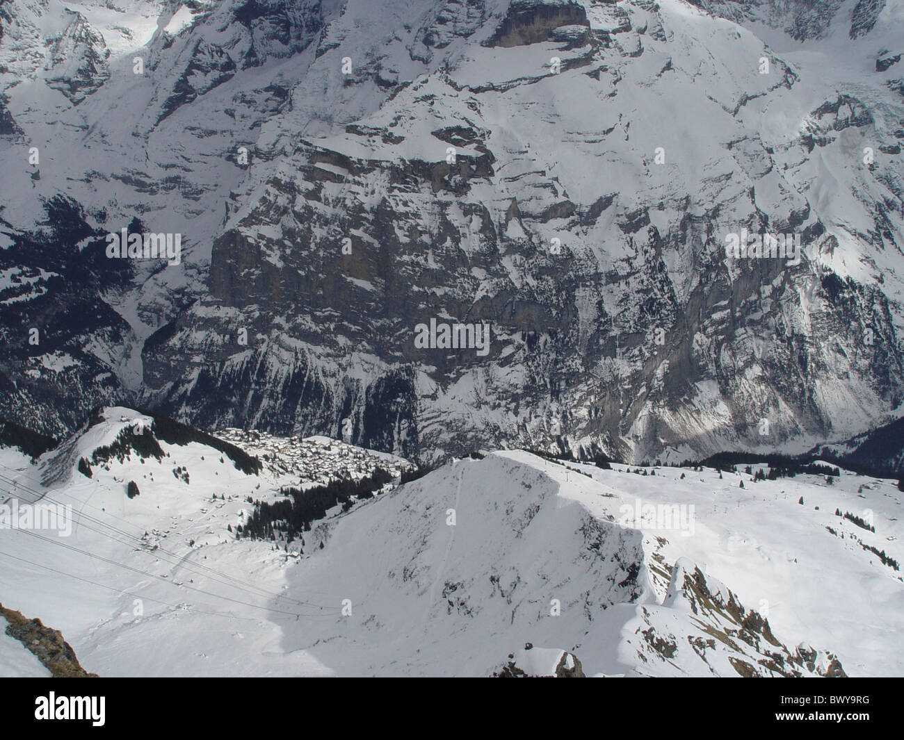 Alpes alpes Oberland Bernois canton de Berne scenery Lauterbrunnental Murren snow black monk Mönch Banque D'Images