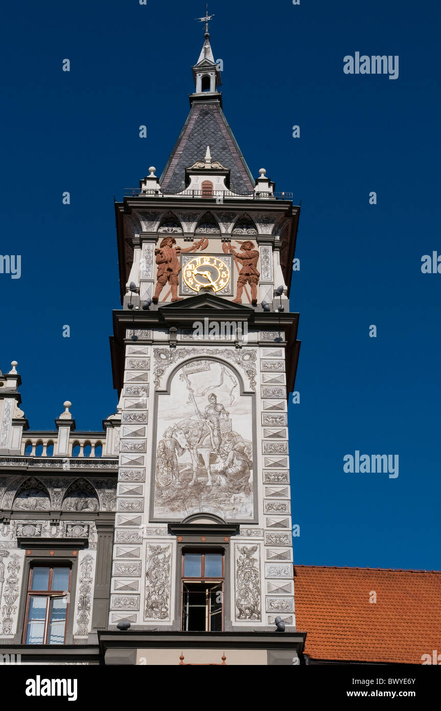 Mairie, Prachatice, Région de la Bohème du Sud, République Tchèque Banque D'Images