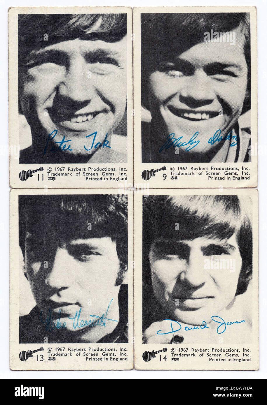 Carte photo de bubble-gum pop de la groupe Monkees produite par AB&C en 1967 Banque D'Images