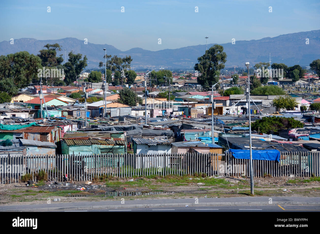 L'Afrique du Sud, Cape Town. Bidonville à la périphérie du Cap. Banque D'Images