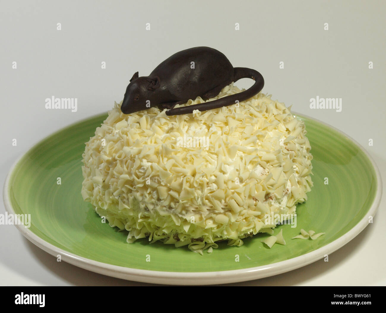 Gâteau d'anniversaire avec du chocolat sur le dessus de la souris ou du rat, UK Banque D'Images