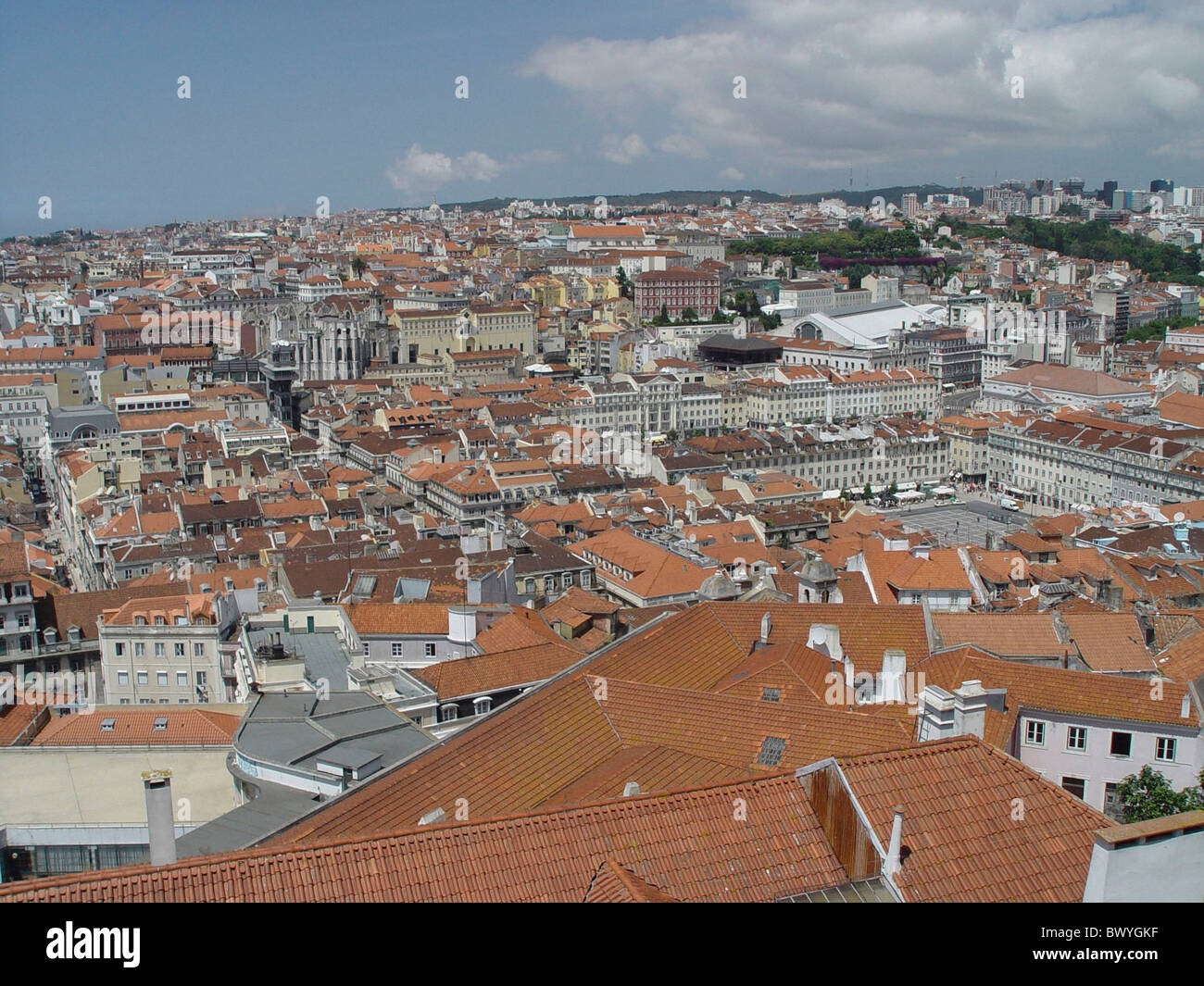 Toits de Baixa Lisbonne Portugal ville ville Rossio sommaire Banque D'Images