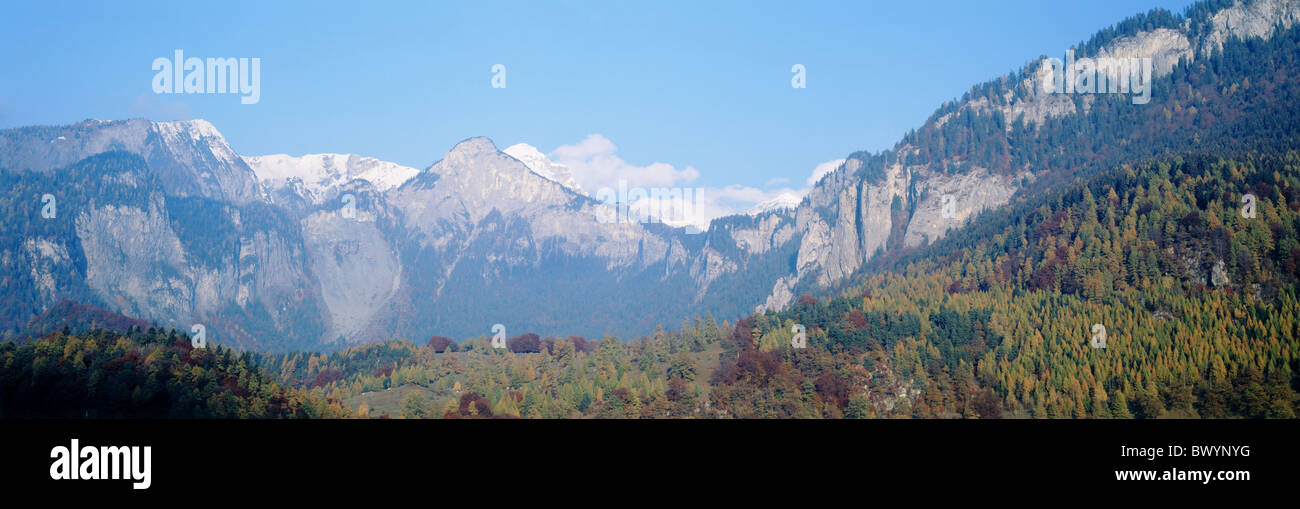 Alpes alpine Calanda canton Grisons Grisons Suisse automne Europe Kunkelspass pan paysages Banque D'Images