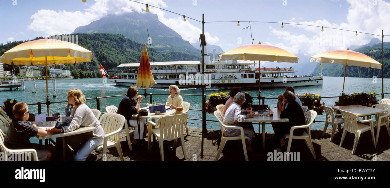Wells vous company modèle ne libération panorama restaurant ship Suisse Europe Schwyz terrasse Vierwald Banque D'Images