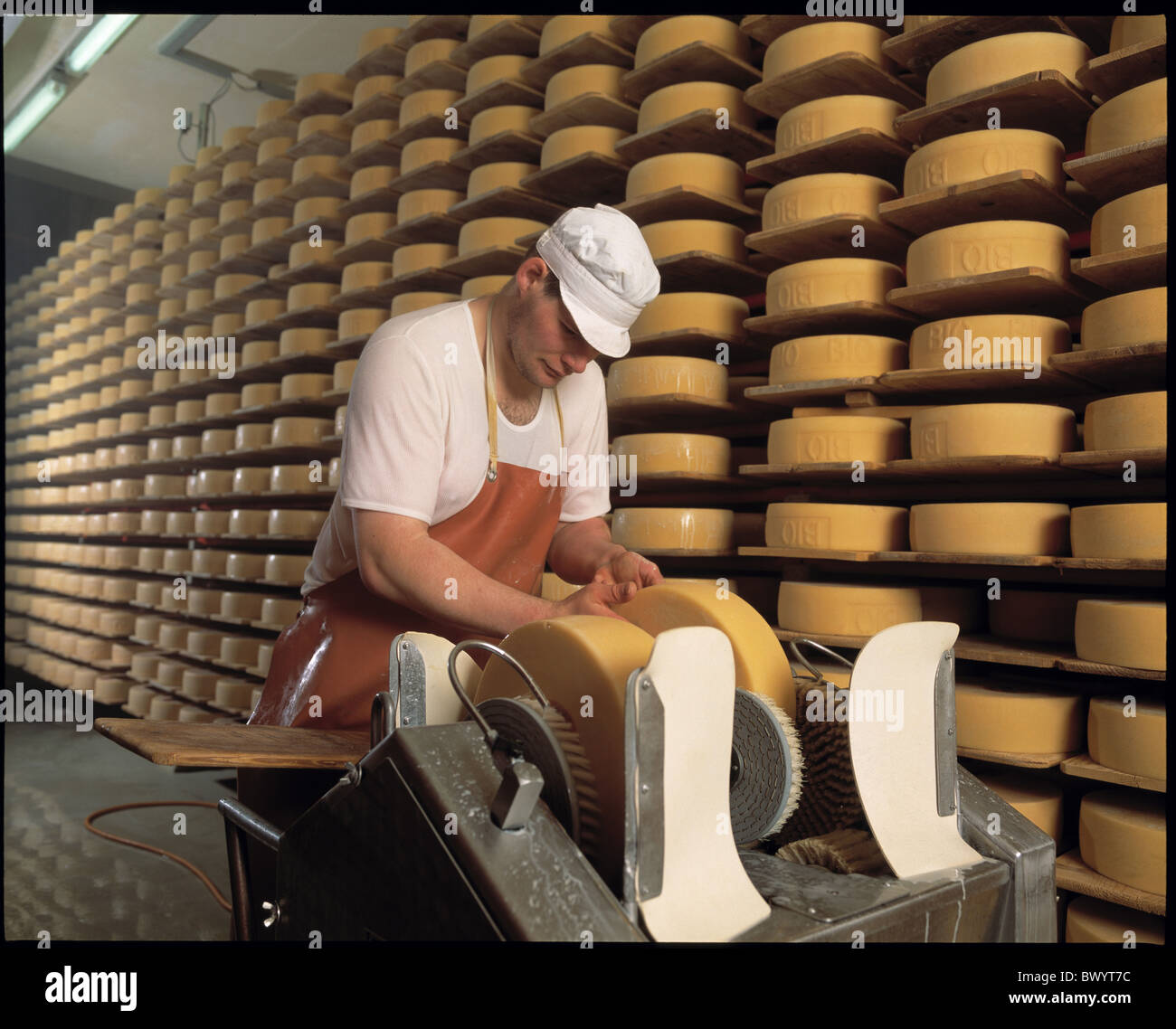 Kaserei Schaukaserei traitement du lait Suisse Europe Appenzell fromage pierre trader action aucun modèle libération Banque D'Images