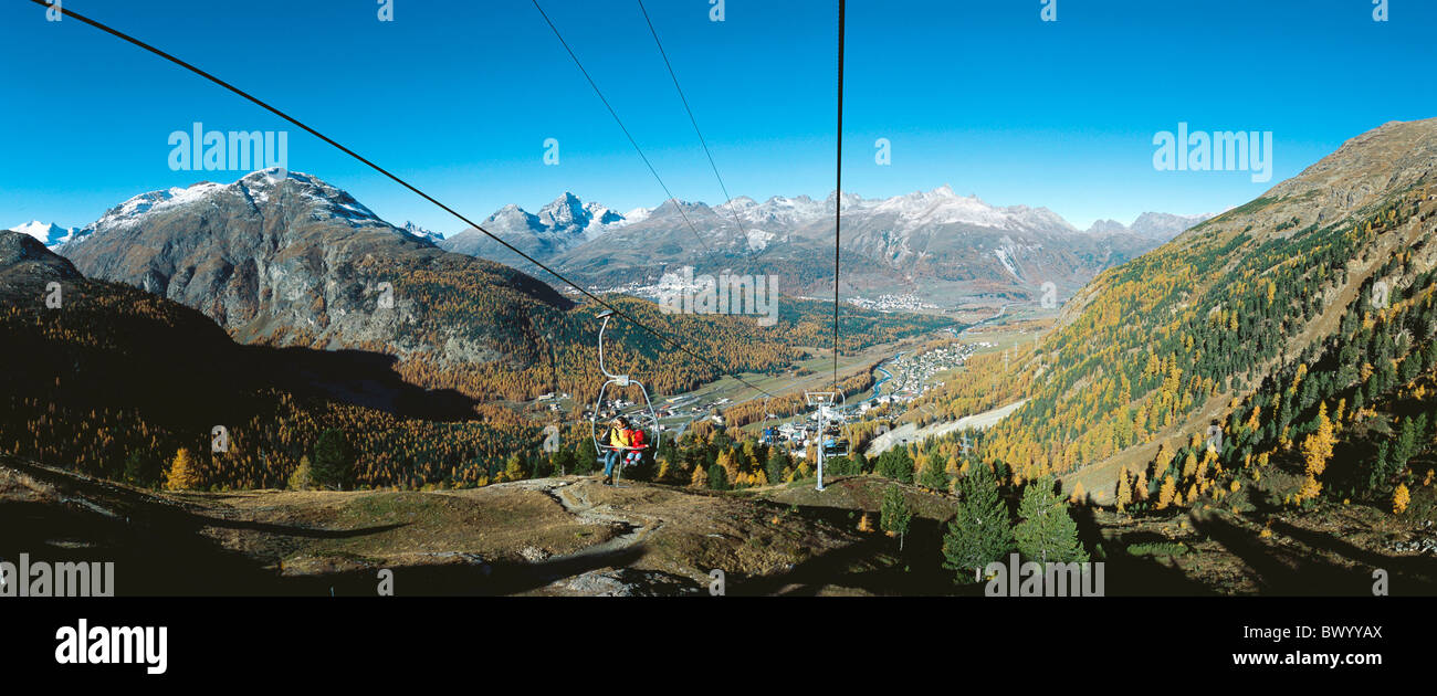 Montagnes alp Languard canton Grisons Grisons Engadine automne paysage Suisse Europe ascenseur non m Banque D'Images