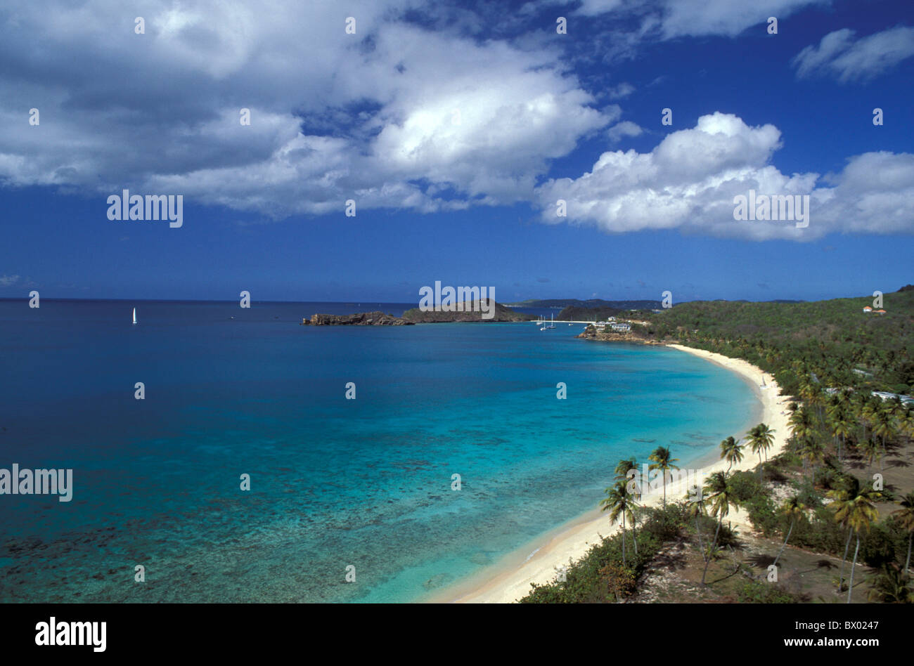 Plage à Antigua Galley Bay Shore paysage des Caraïbes vacances sommaire Banque D'Images