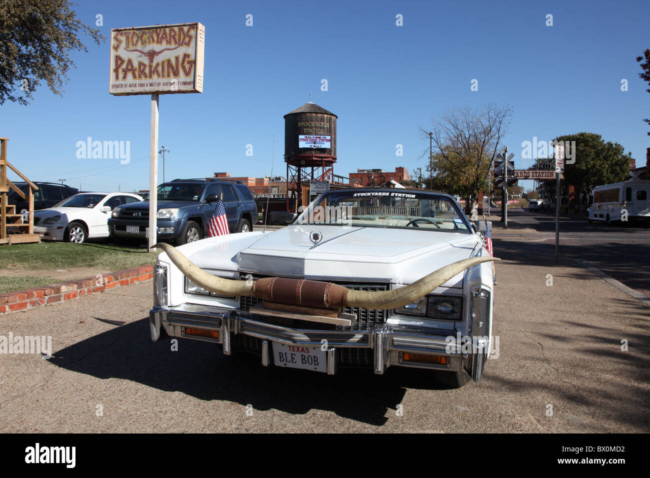 Cadillac, Fort Worth Stockyards, Texas Banque D'Images