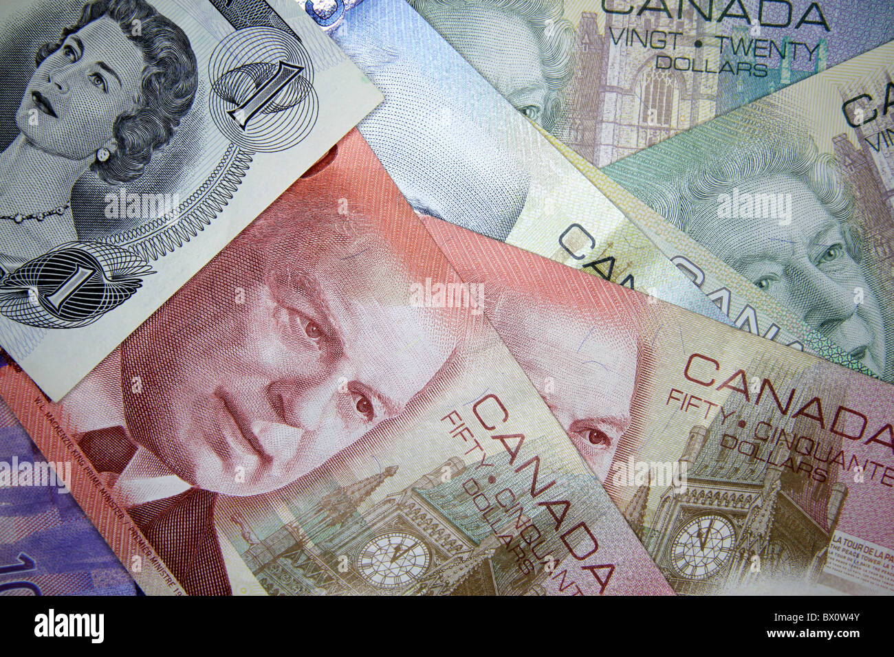 Billets de banque en dollars canadiens Banque D'Images