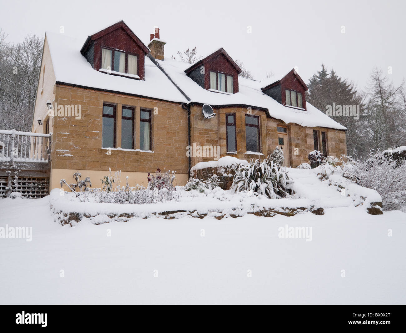 Maison en hiver, Fife, Scotland Banque D'Images
