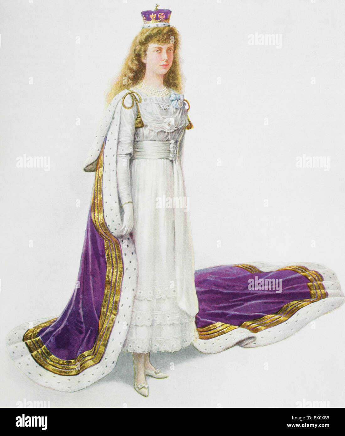La princesse Mary, Princesse royale et comtesse de Harewood,Victoria Alexandra Alice Mary, 1897 à 1965, à Coronation robe. Banque D'Images