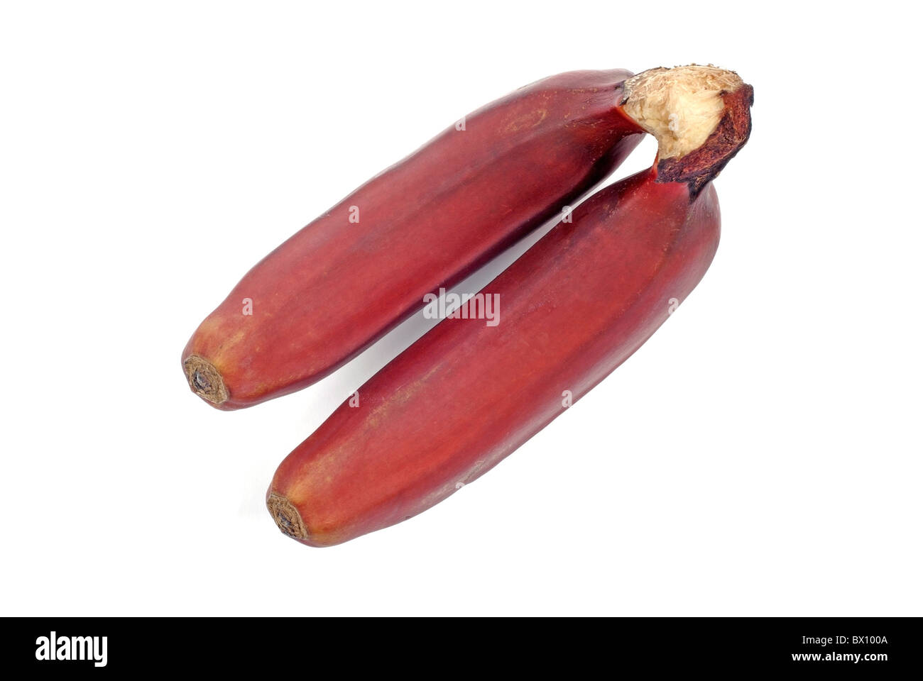 La banane rouge isolé sur fond blanc. La banane rouge ou brun trier découper. Banque D'Images