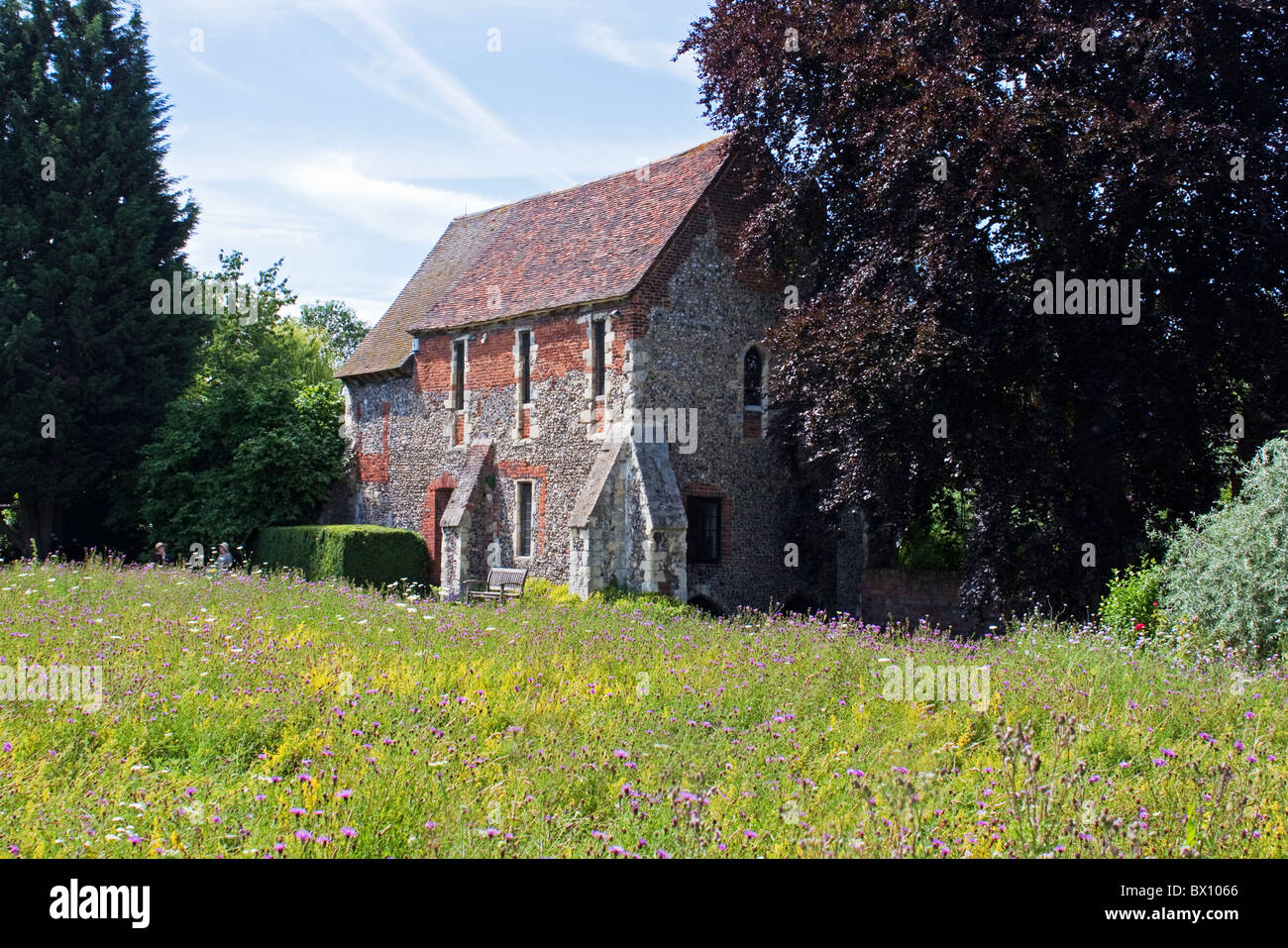 La chapelle de Greyfriars dans les jardins franciscains, Canterbury. Banque D'Images