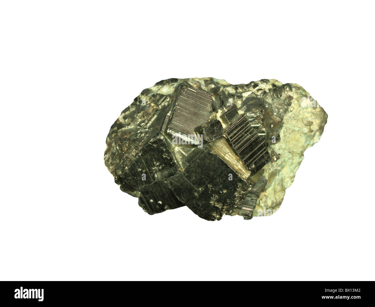 Minéral ou pyrite pyrite de fer est une formule avec du sulfure de fer fes2 Banque D'Images