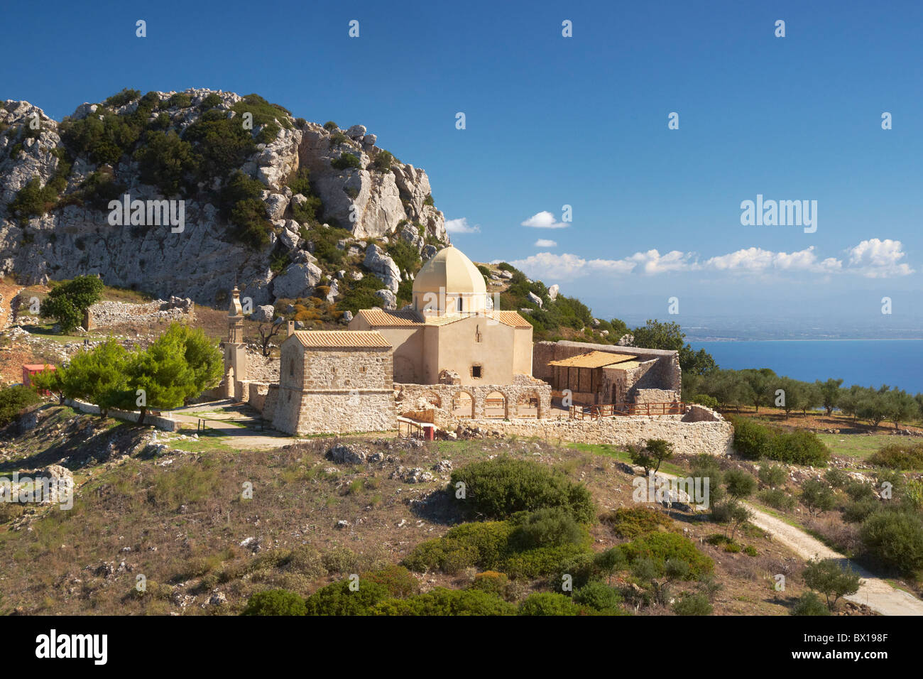 L'île de Zakynthos, Grèce - Mer Ionienne, église Byzantine à Skopos Banque D'Images